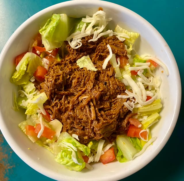 Birria (Shredded Beef) Bowl.